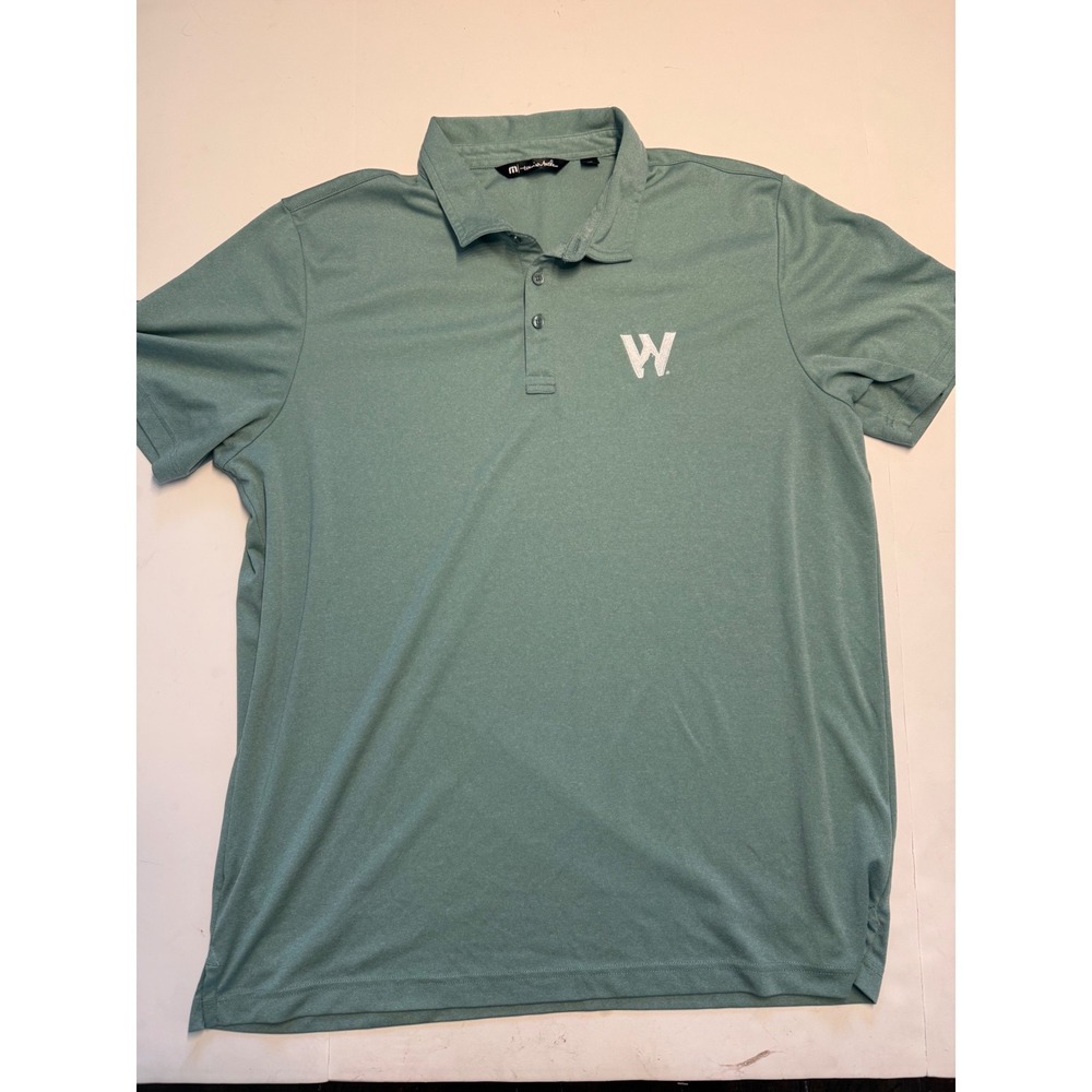 TravisMathew Mens XXL Green Short Sleeve Polo Shirt Logo TM1MU410 Pique Knit